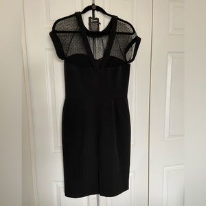 WHBM Iconic Siren Sheer Neckline Sheath Black Dress